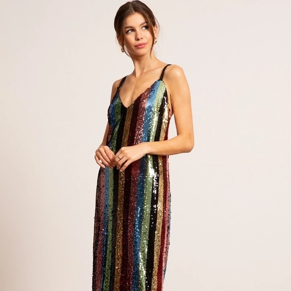Lucy Paris Multicolor Sequin Midi Dress - Picture 5 of 15